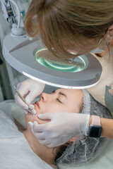 Facial Cleansing Treatment, Spa, Clinic: Professional skincare procedure, close-up, woman receiving facial cleansing.