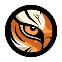 Tiger Eye Emblem Vector Illustration. A bold and stylized vector illustration of a tigers eye enclosed in a circular emblem. 