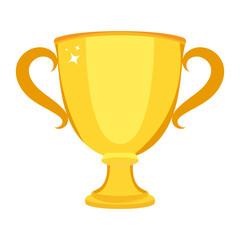 Golden Trophy Cup Vector Illustration. A shiny golden trophy cup with two elegant handles and a smooth, reflective surface.