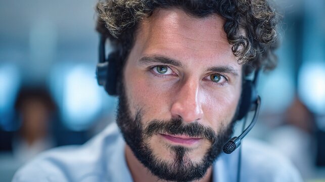 Call Center Supervisor Monitoring Customer Interactions in Office - Powered by Adobe