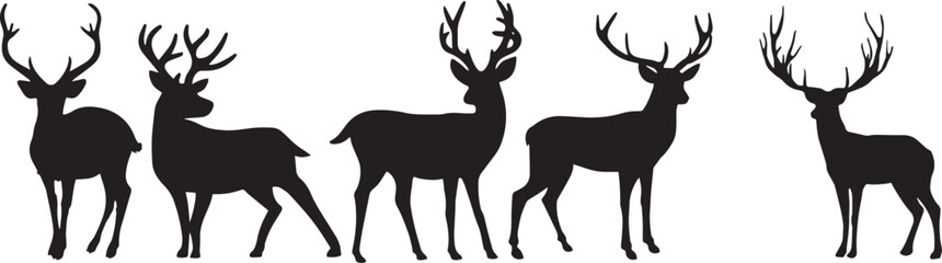 deer silhouette illustration vector set