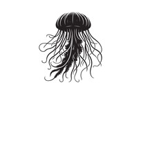 Silhouette vector of a jellyfish, isolated on a white background