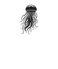 Silhouette vector of a jellyfish, isolated on a white background