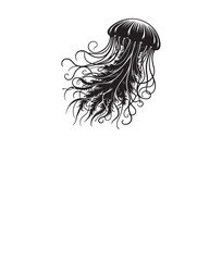 Silhouette vector of a jellyfish, isolated on a white background