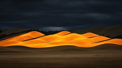 Golden Hills Under the Gloomy Sky: Palouse Region's Serene Landscape