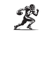 a clean football player silhouette design, isolated on a white background