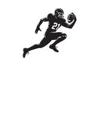 a clean football player silhouette design, isolated on a white background