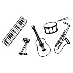 Musical Instruments Line Art Vector Illustration Graphic Design