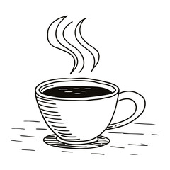 Steaming Cup Vector Illustration Hand Drawn Line Art Icon