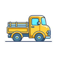 Fototapeta premium big yellow lorry truck vector illustration isolated