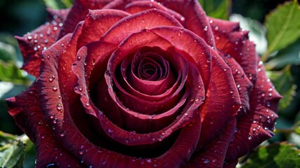 a close up of a red rose with water droplets on it - Powered by Adobe