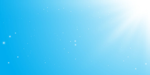 Abstract Glowing Sunburst Light Effect on Blue Sky – Sunny Day Vector. 