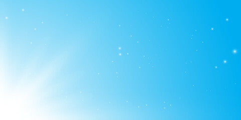 Abstract Glowing Sunburst Light Effect on Blue Sky – Sunny Day Vector. 