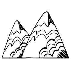 Hand Drawn Mountain Illustration Nature Landscape Graphic Vector