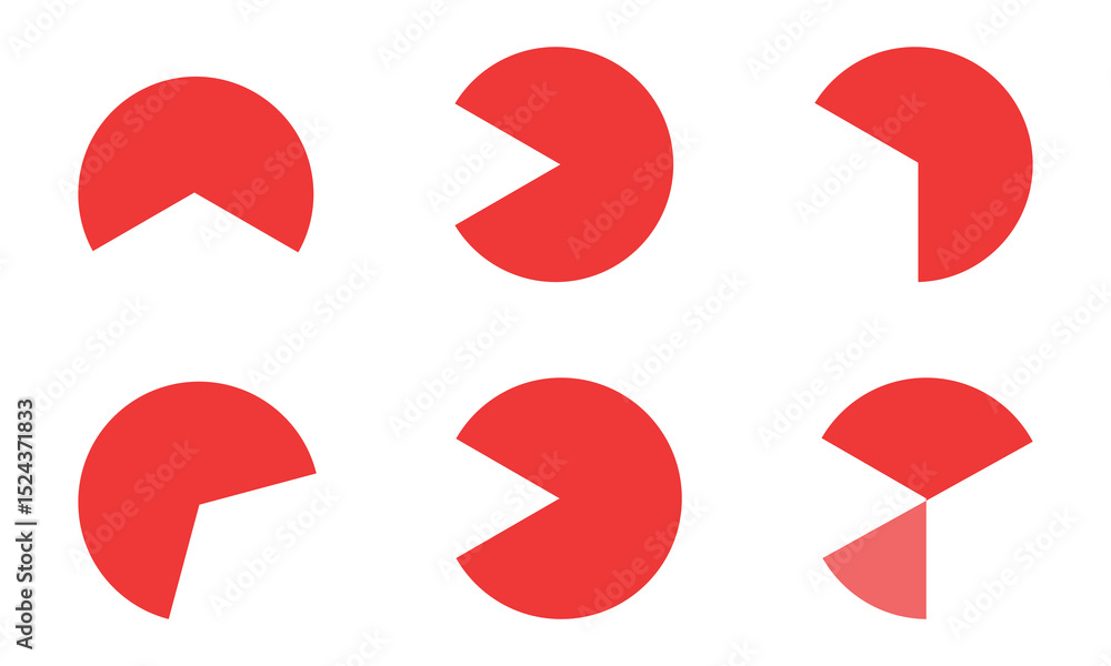 Poster pie chart color icons. pie chart sign. circle section graph. wheel round diagram parts. pie charts d