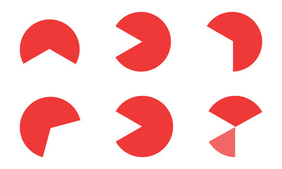 Pie chart color icons. Pie chart sign. Circle section graph. Wheel round diagram parts. pie charts data, pie charts infographic, pie chart bar graphs. Charts diagram segment infographic. Eps 10.