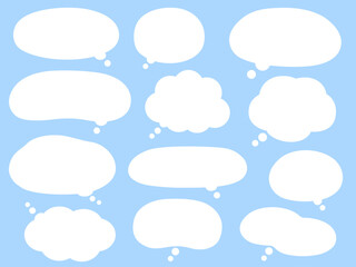 シンプルな白の想像の吹き出しセット
