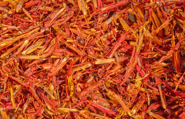 orange saffron flowers background close up