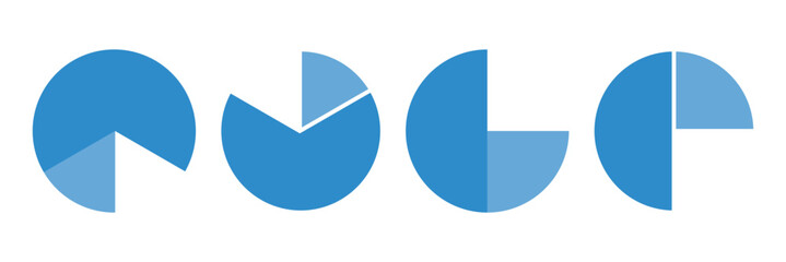 Pie charts diagrams. Different color circles isolated. Infographic element round shape.