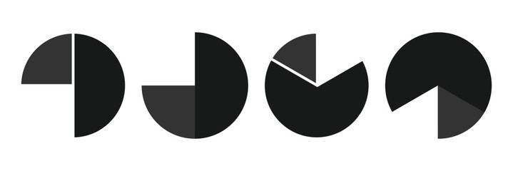 Pie chart icon set flat style. Vector illustration collection.