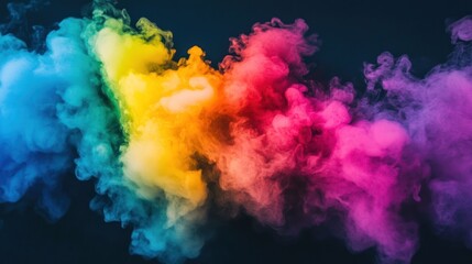 Obraz premium Vibrant rainbow-colored abstract smoke design against a dark background