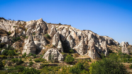 Unique rock formations in the Cappadocia region in Turkey