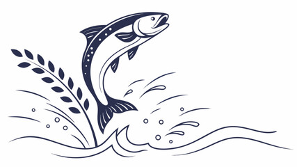 Naklejka premium Leaping Salmon A Classic Illustration of Aquatic Life