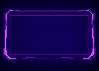 Futuristic Neon Purple Frame Interface Background for Technology, Sci-Fi, Gaming, Cyber UI Design and Digital Media Projects