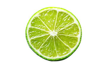 Fresh lime slice cross section isolated on transparent background