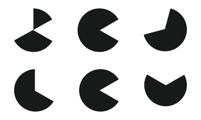 Pie charts diagrams. Different color circles isolated. Infographic element round shape.