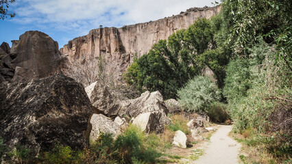The landscape of Ihlara Valley in the Cappadocia region, Turkey