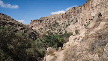 The landscape of Ihlara Valley in the Cappadocia region, Turkey