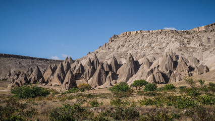 Unique rock formations in the Cappadocia region in Turkey