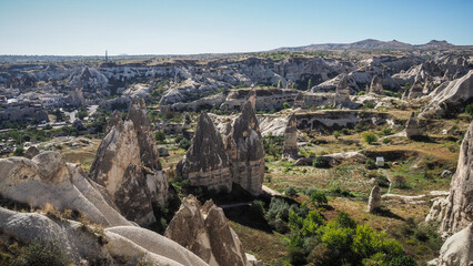 Unique rock formations in the Cappadocia region in Turkey
