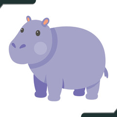 Obraz premium Flat Vector Illustration of a Hippopotamus Simple Colorful Design for Children and Animal Lovers