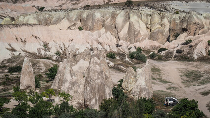 Unique rock formations in the Cappadocia region in Turkey