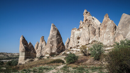 Unique rock formations in the Cappadocia region in Turkey