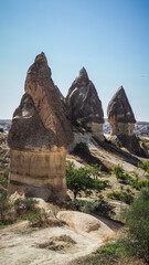 Unique rock formations in the Cappadocia region in Turkey