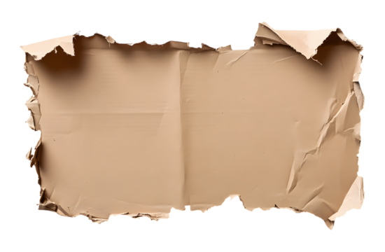Torn beige paper piece isolated on transparent background