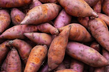 Pile of Sweet Potatoes, Representing Healthy Eating and Farm Fresh Produce for Grocery Store Advertisement and Culinary Content : Generative AI