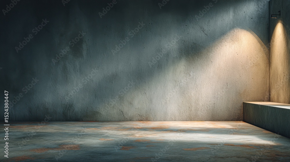 Aufkleber Empty Concrete Room With Spotlight, Representing Minimalist Design and Industrial Style for Real Estate Staging and Architectural Visualization Projects : Generative AI
