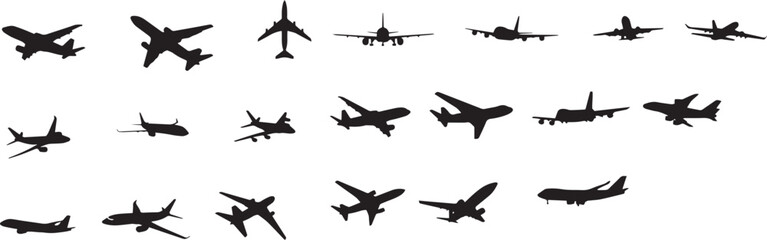 airplane silhouette illustration vector set