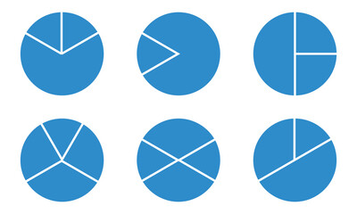 Pie chart icon set flat style. Vector illustration collection.