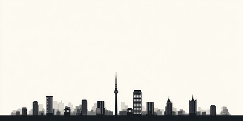 Fototapeta premium Simple City Skyline with Minimal Buildings