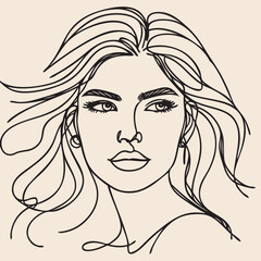 girl one line. vector drawing.

