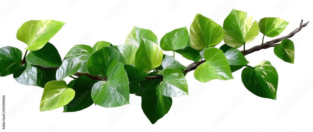 Aufkleber pothos vine with variegated leaves on white, symbolizing growth and environmental awareness for sust