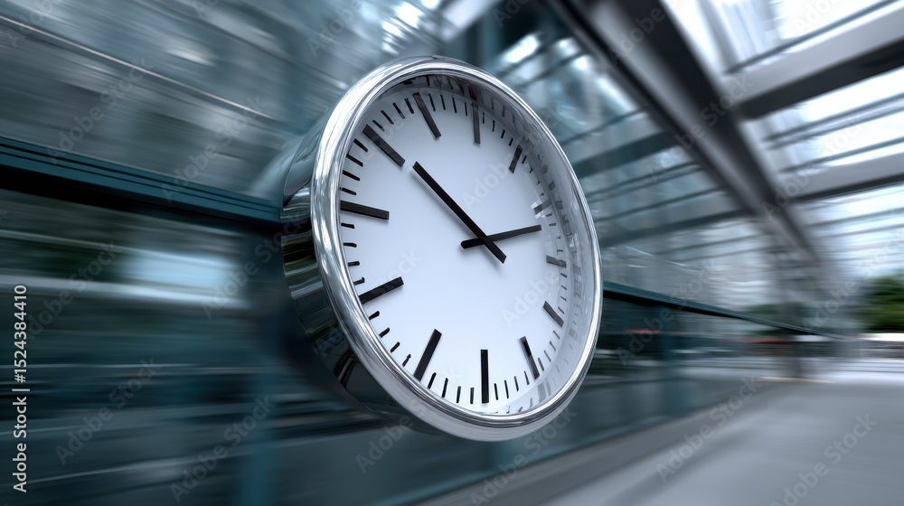 Poster clock face in motion blur, symbolizing urgency and deadline pressure in modern business : generative