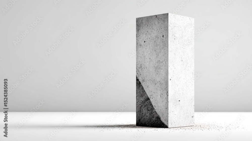Poster concrete block against white backdrop, showcasing minimalist architecture and modern construction ma