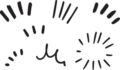 hand drawn, elements, design, graphic, vector, illustration, doodle, sketch, black, white, line art, burst, sunburst, starburst, stripes, strokes, lines, decoration, ornament, clipart, pattern, set, 