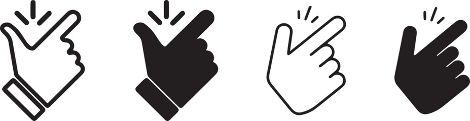 hand, gesture, snap, click, finger, easy, simple, icon, symbol, sign, outline, black, white, set, collection, illustration, vector, design, graphic, element, 